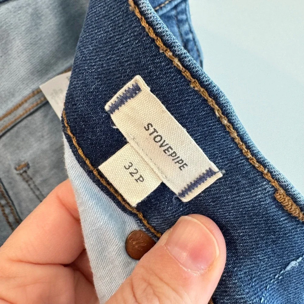 Madewell Petite Stovepipe Jeans Womens 32P Blue High Rise Straight Leg‎ Denim
